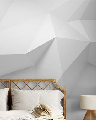 Concrete Shapes White Scenic Wallpaper