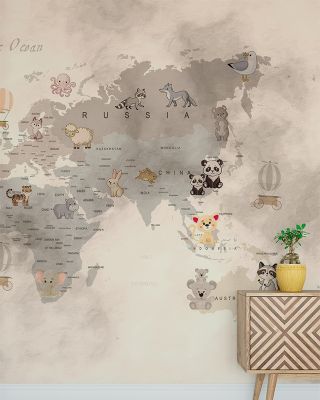 Baby Animals Map Wallpaper