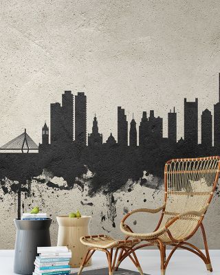 Boston Massachusetts Skyline Concrete Wallpaper